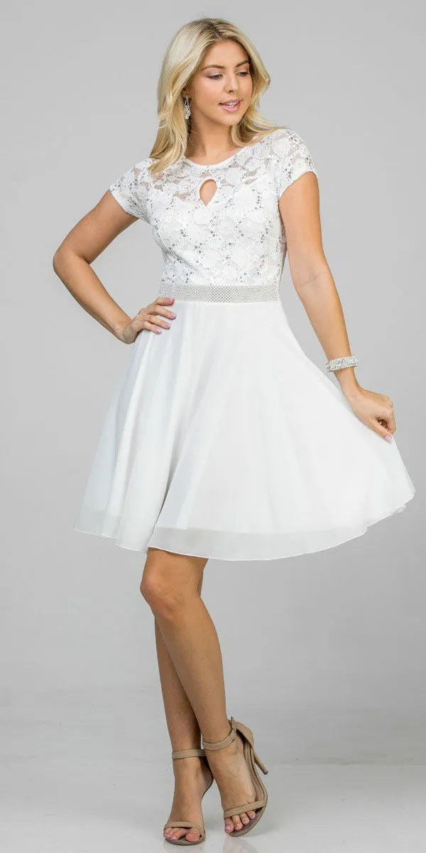La Scala 25390 Embellished Waist Short A-Line Cocktail Dress