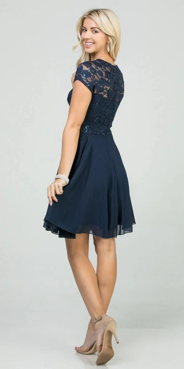 La Scala 25390 Embellished Waist Short A-Line Cocktail Dress