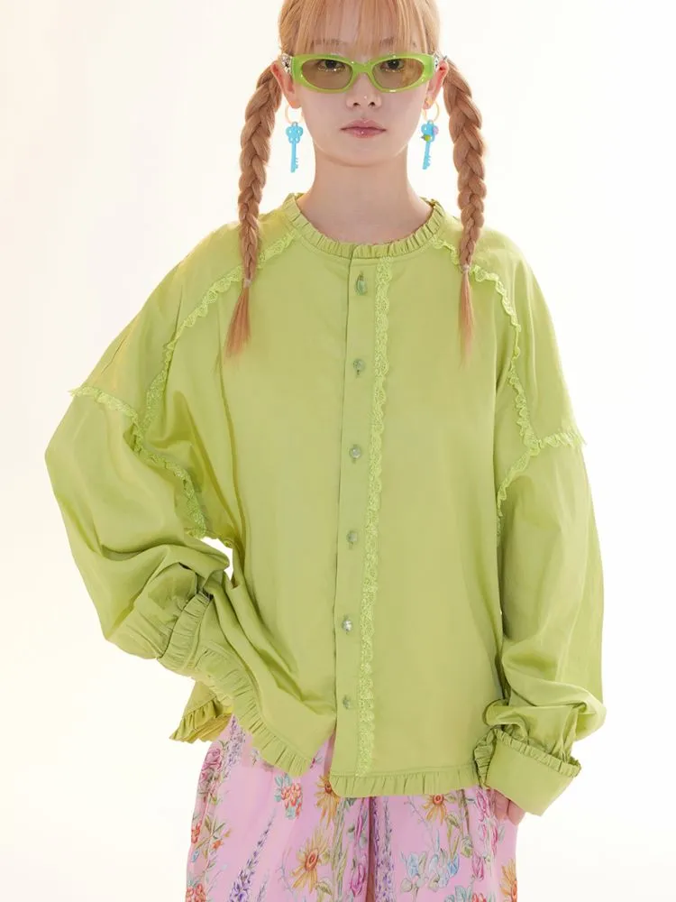 Lace Patchwork Loose Shirt【s0000010027】