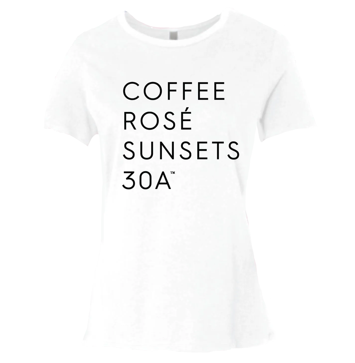 Ladies White & Black "Coffee Rosé Sunsets 30A™" Tee