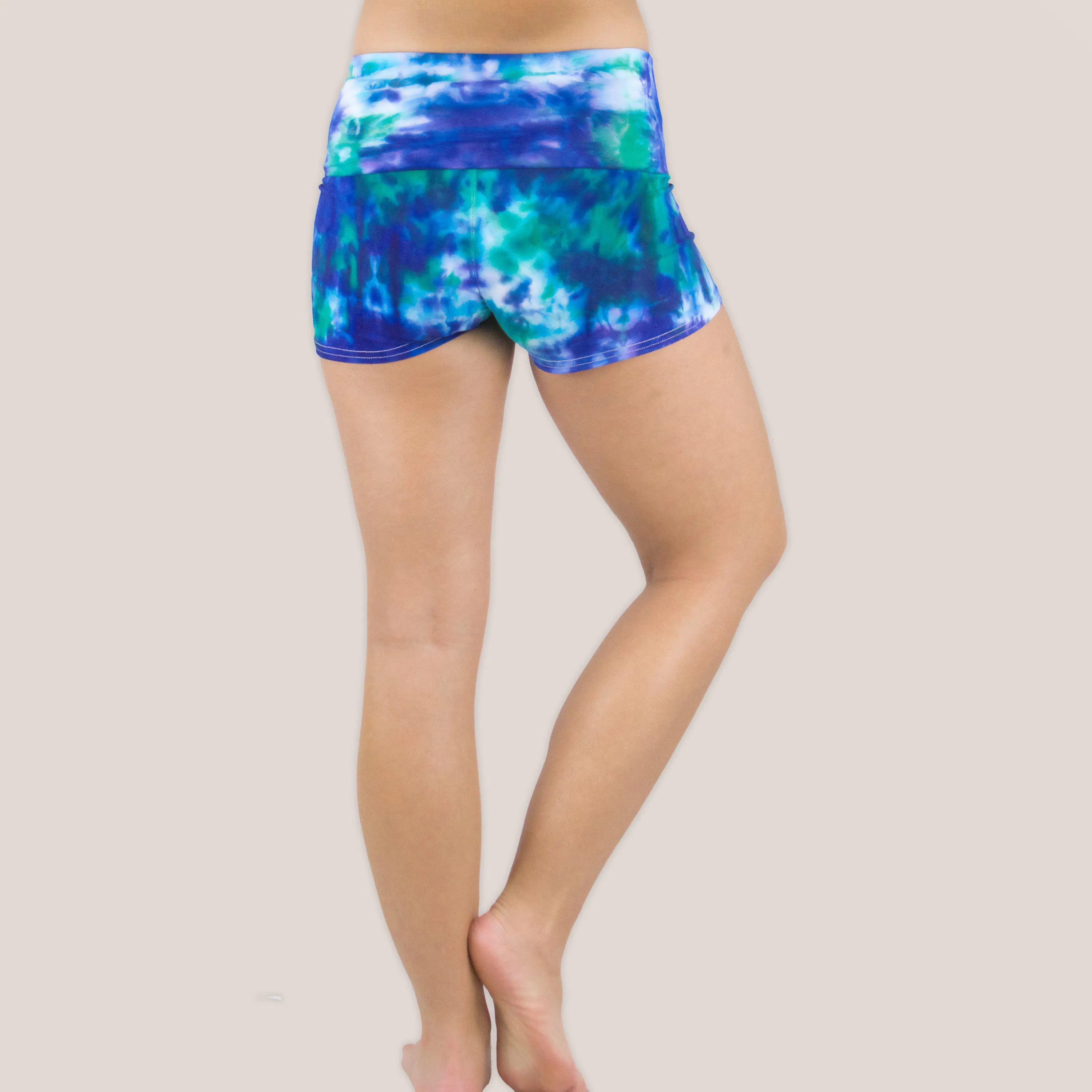Lake Blue Tie Dye Yoga Shorts
