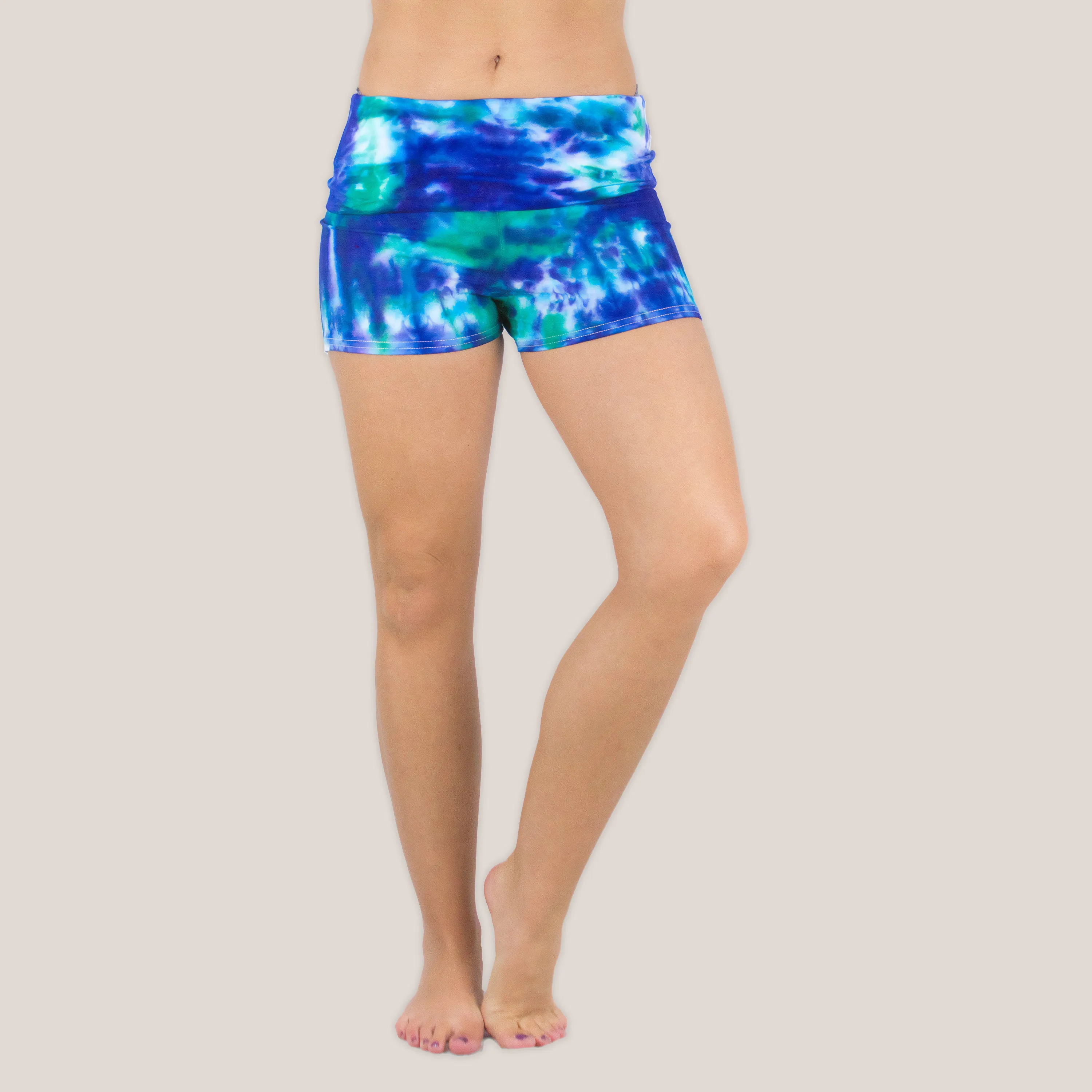Lake Blue Tie Dye Yoga Shorts