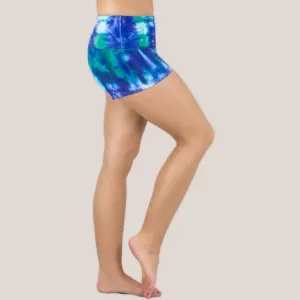 Lake Blue Tie Dye Yoga Shorts