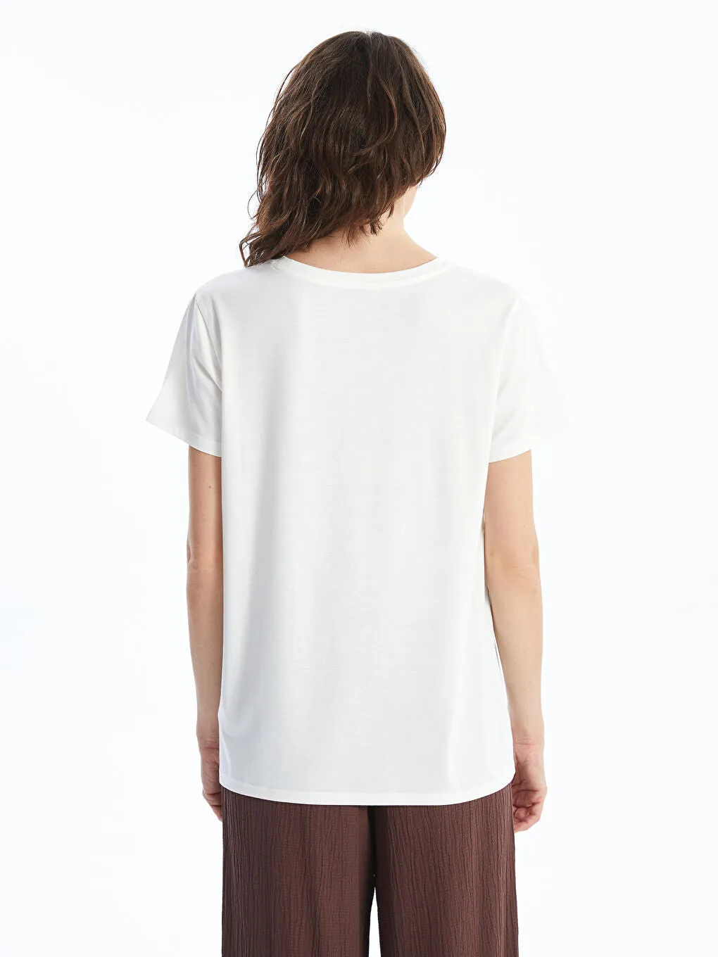 LCWAIKIKI Classic Ecru Crew Neck Printed Women T-Shirt