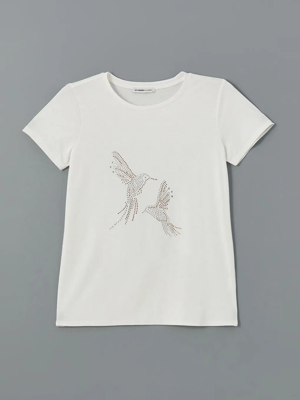 LCWAIKIKI Classic Ecru Crew Neck Printed Women T-Shirt