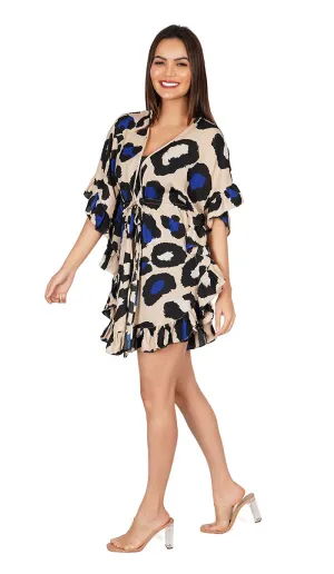 Leopard Print Kaftan Style Swimsuit Cover Up Beach Dress
