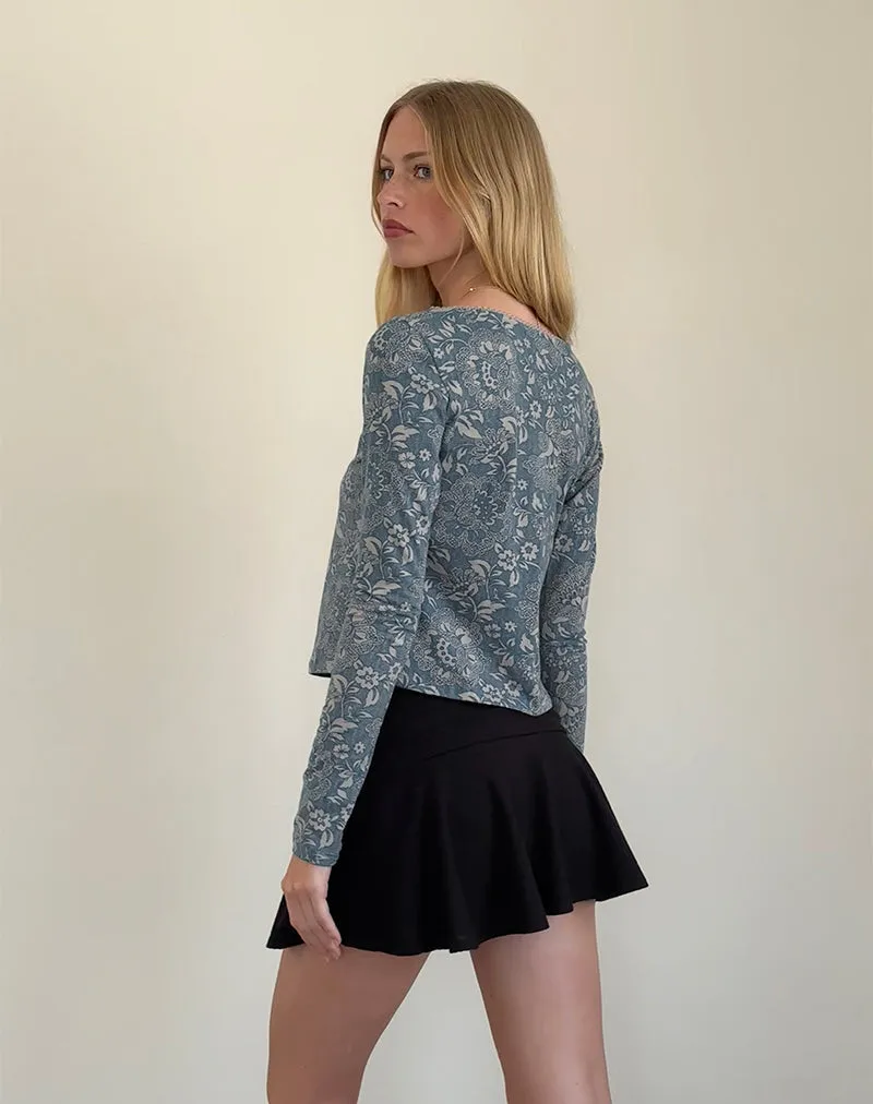 Libby Cardi in Blue Ornate Print Lycra
