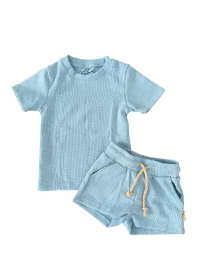 Light Blue Waffle Lounge Set