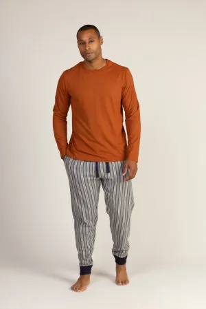 Long Sleeve Twill Stripe Pyjama Set