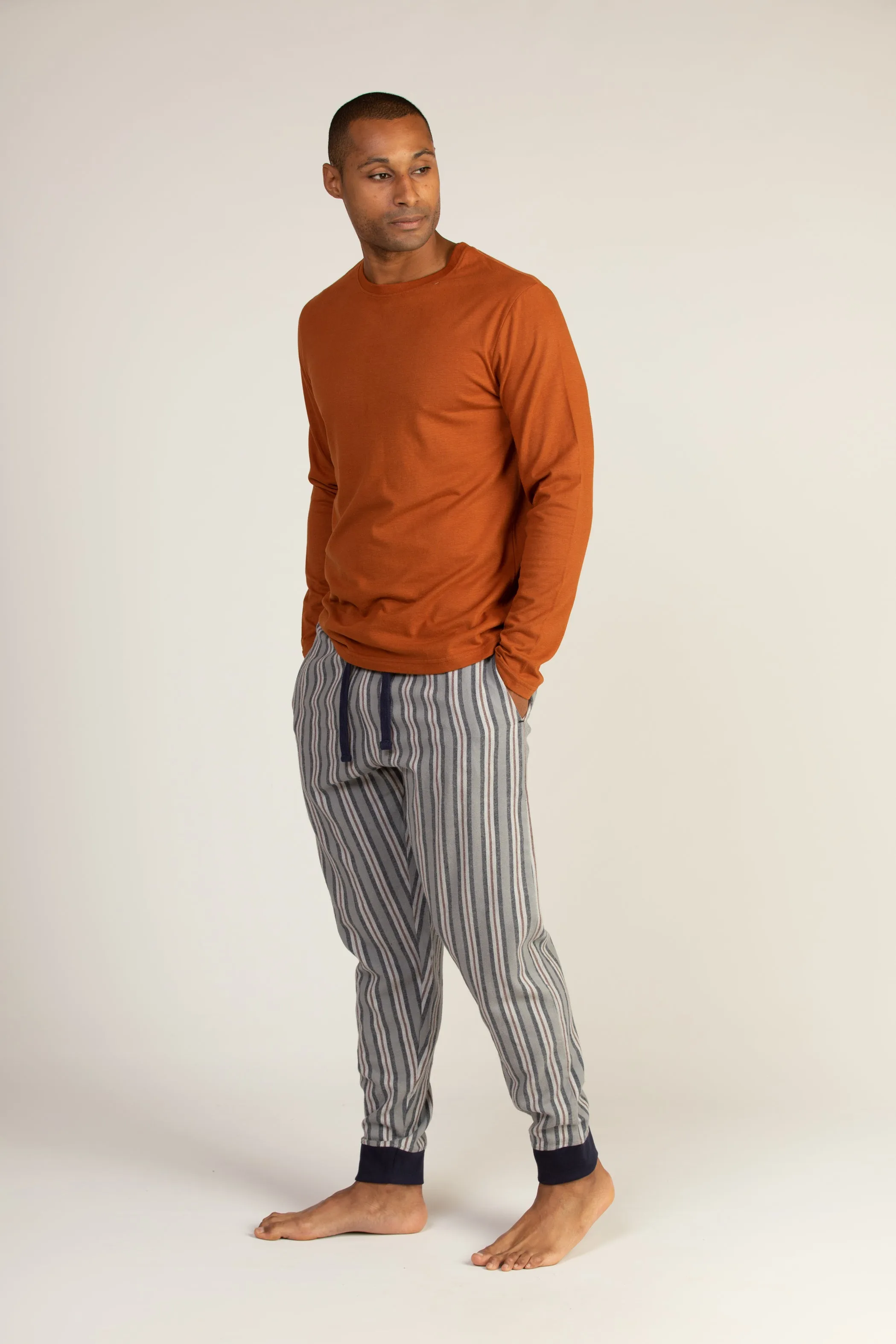 Long Sleeve Twill Stripe Pyjama Set