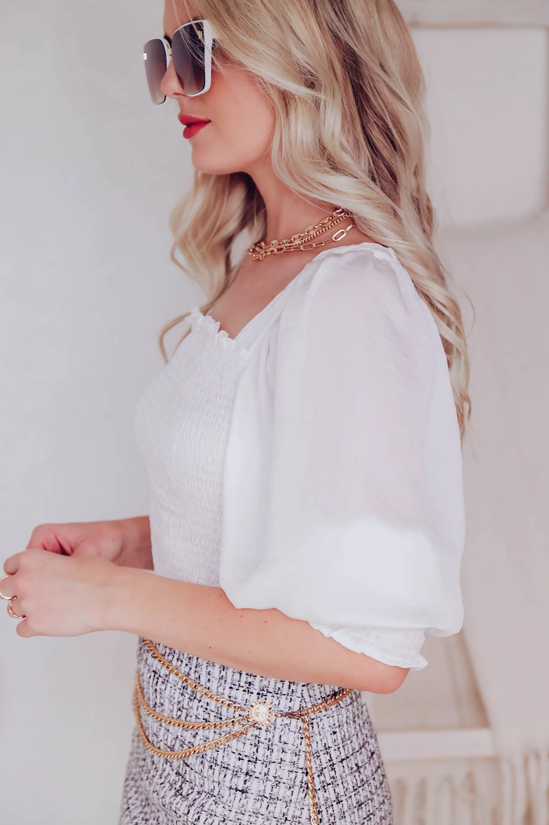 Lookin' Good Satin Blouse - White