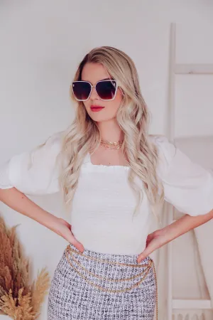 Lookin' Good Satin Blouse - White