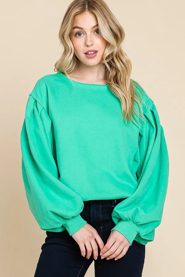 Loose Fit Bubble Sleeve Sweatshirt
