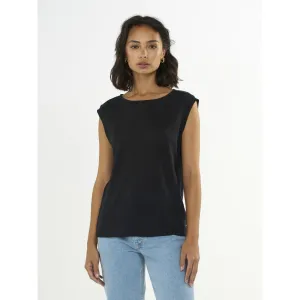 loose fold up linen shirt in black