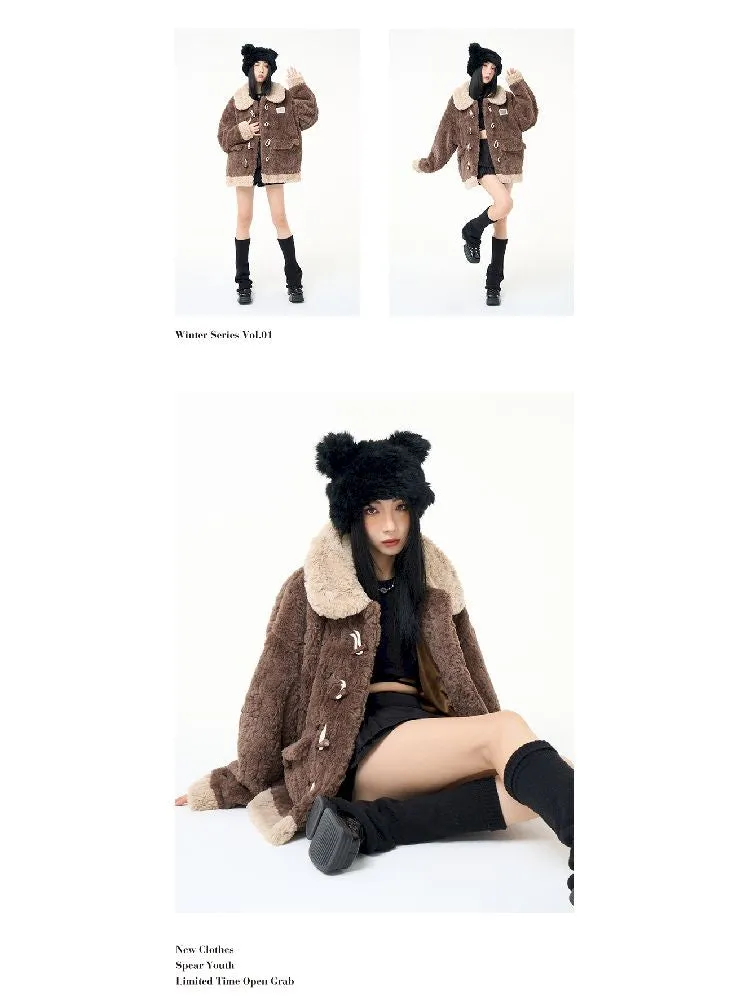 loose furry cotton coat