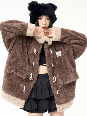 loose furry cotton coat