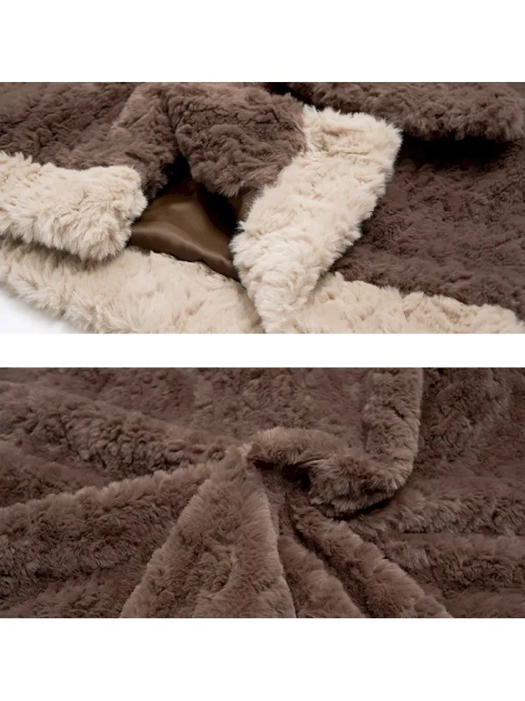 loose furry cotton coat