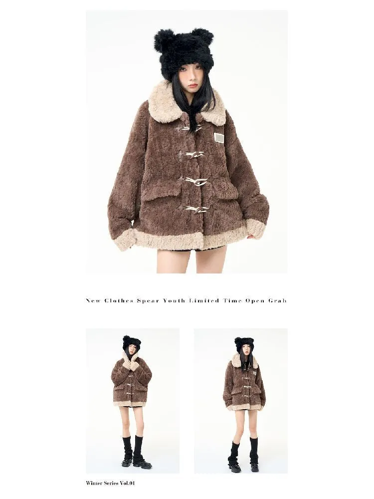 loose furry cotton coat