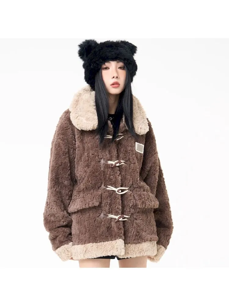 loose furry cotton coat