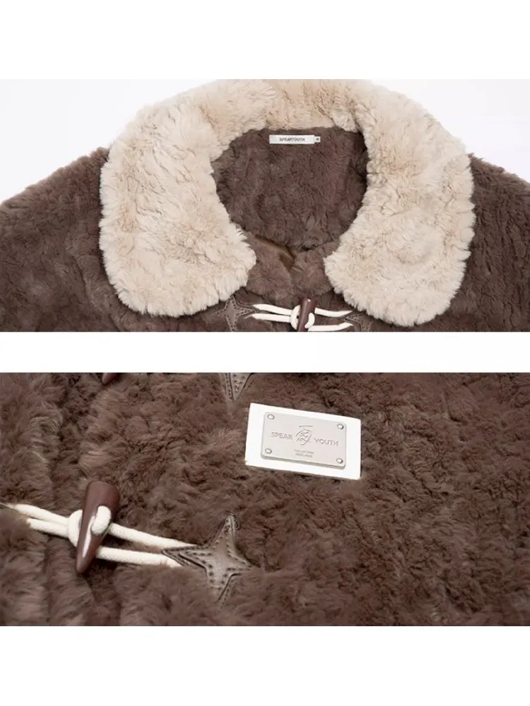 loose furry cotton coat
