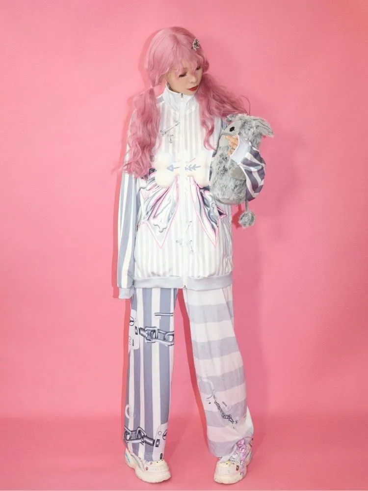 Loose metal ribbon print jacket