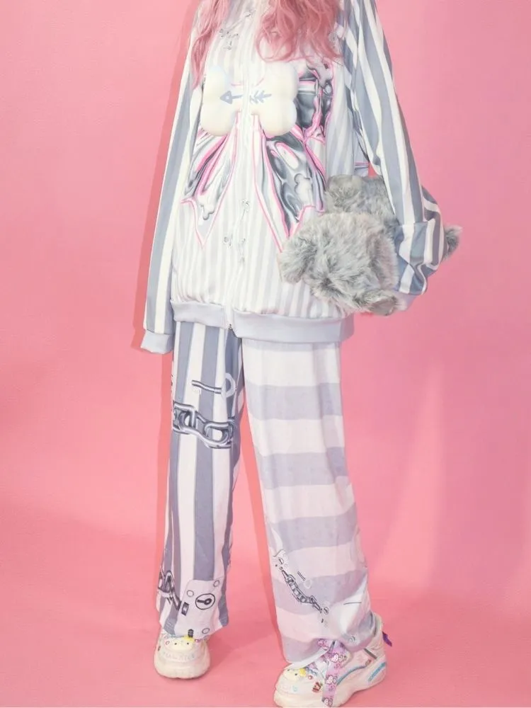Loose metal ribbon print jacket