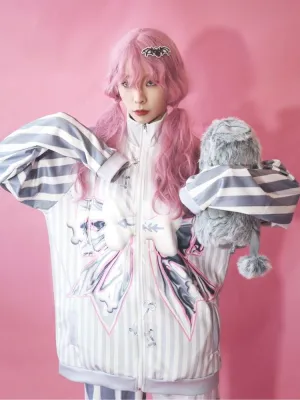 Loose metal ribbon print jacket