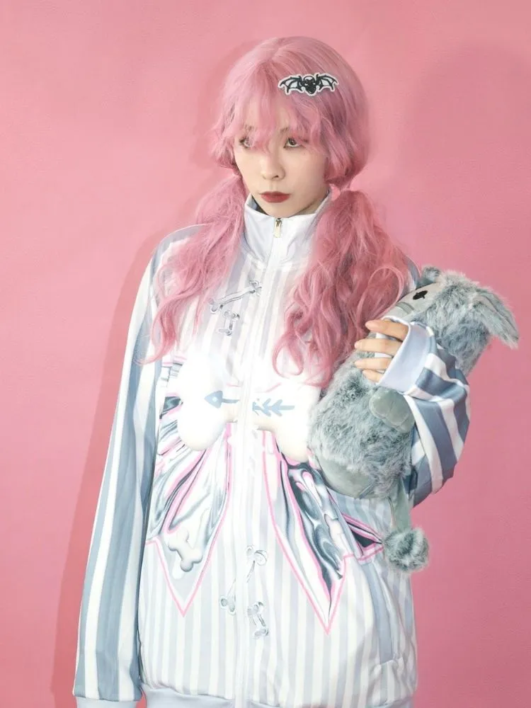 Loose metal ribbon print jacket