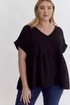 Lory Babydoll Top || Black