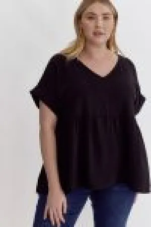 Lory Babydoll Top || Black