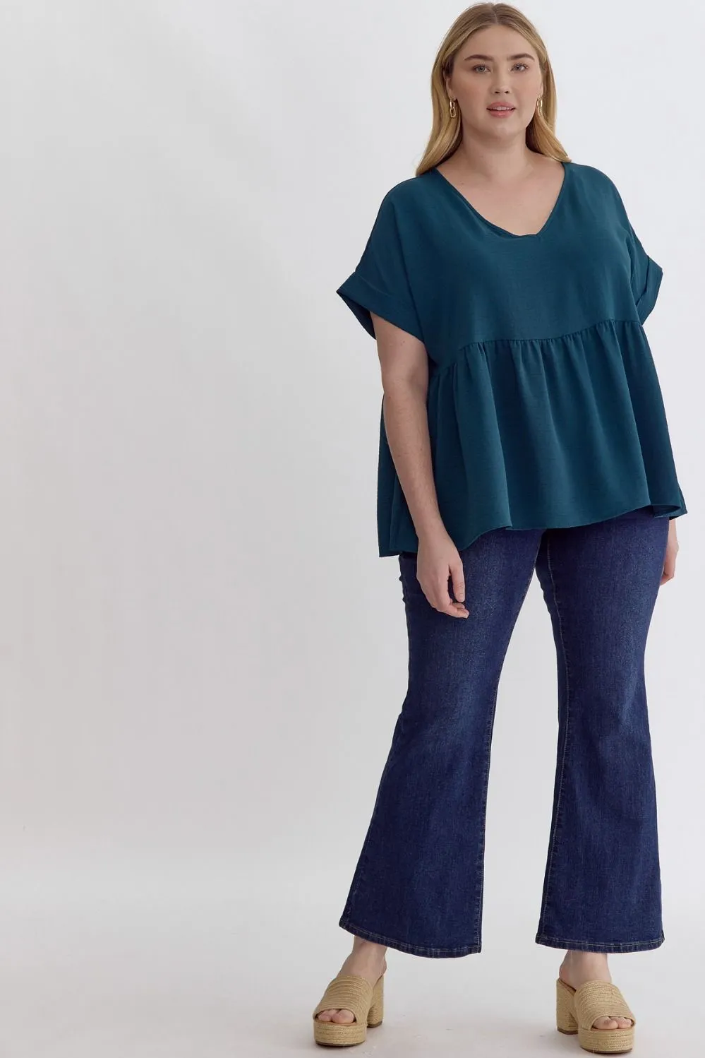 Lory Babydoll Top || Teal