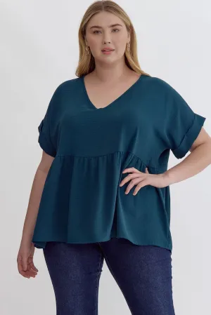 Lory Babydoll Top || Teal