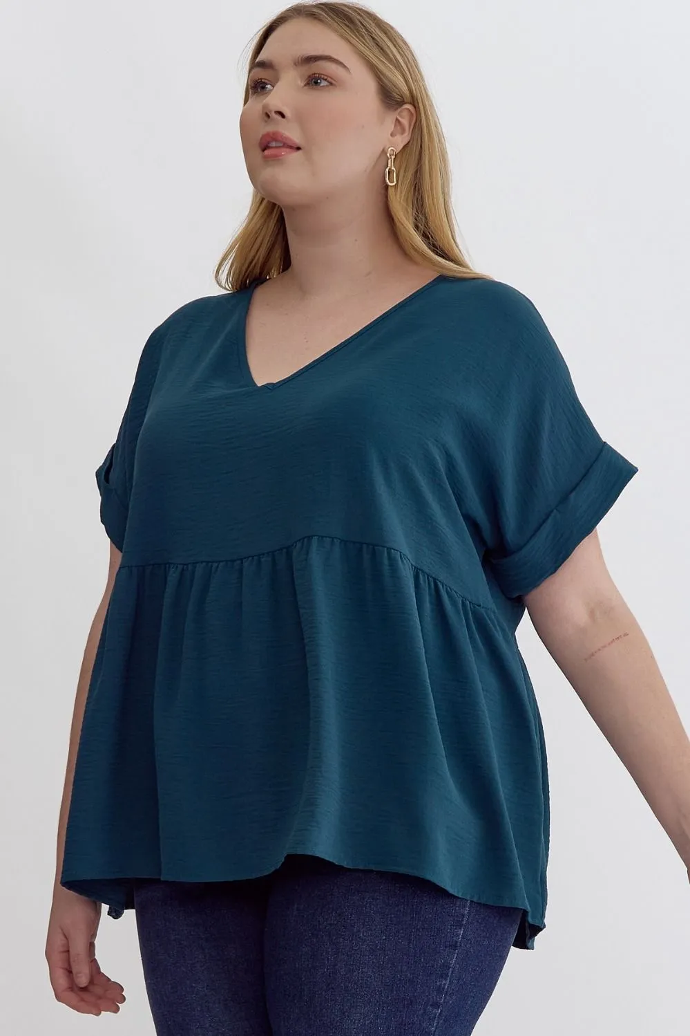 Lory Babydoll Top || Teal