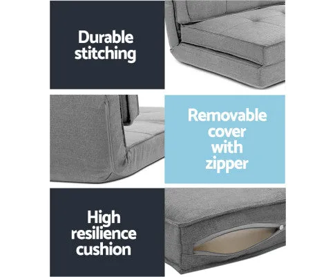 Lounge Sofa Bed Floor Couch Chaise Chair Recliner Futon Folding Grey