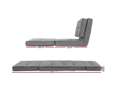 Lounge Sofa Bed Floor Couch Chaise Chair Recliner Futon Folding Grey