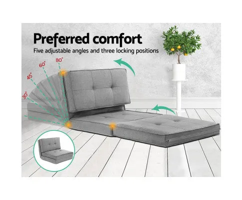 Lounge Sofa Bed Floor Couch Chaise Chair Recliner Futon Folding Grey
