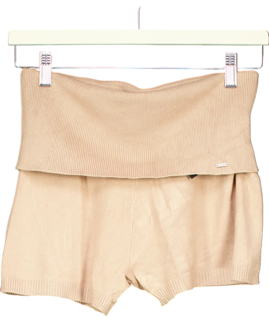 Lounge Underwear Beige Knitted Fold Waist Shorts UK S