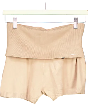 Lounge Underwear Beige Knitted Fold Waist Shorts UK S