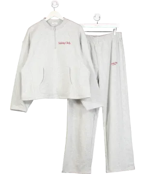 Lounge Underwear Grey Sunday Clubquarter Zip Jumper And Straight Leg Joggers UK XXL