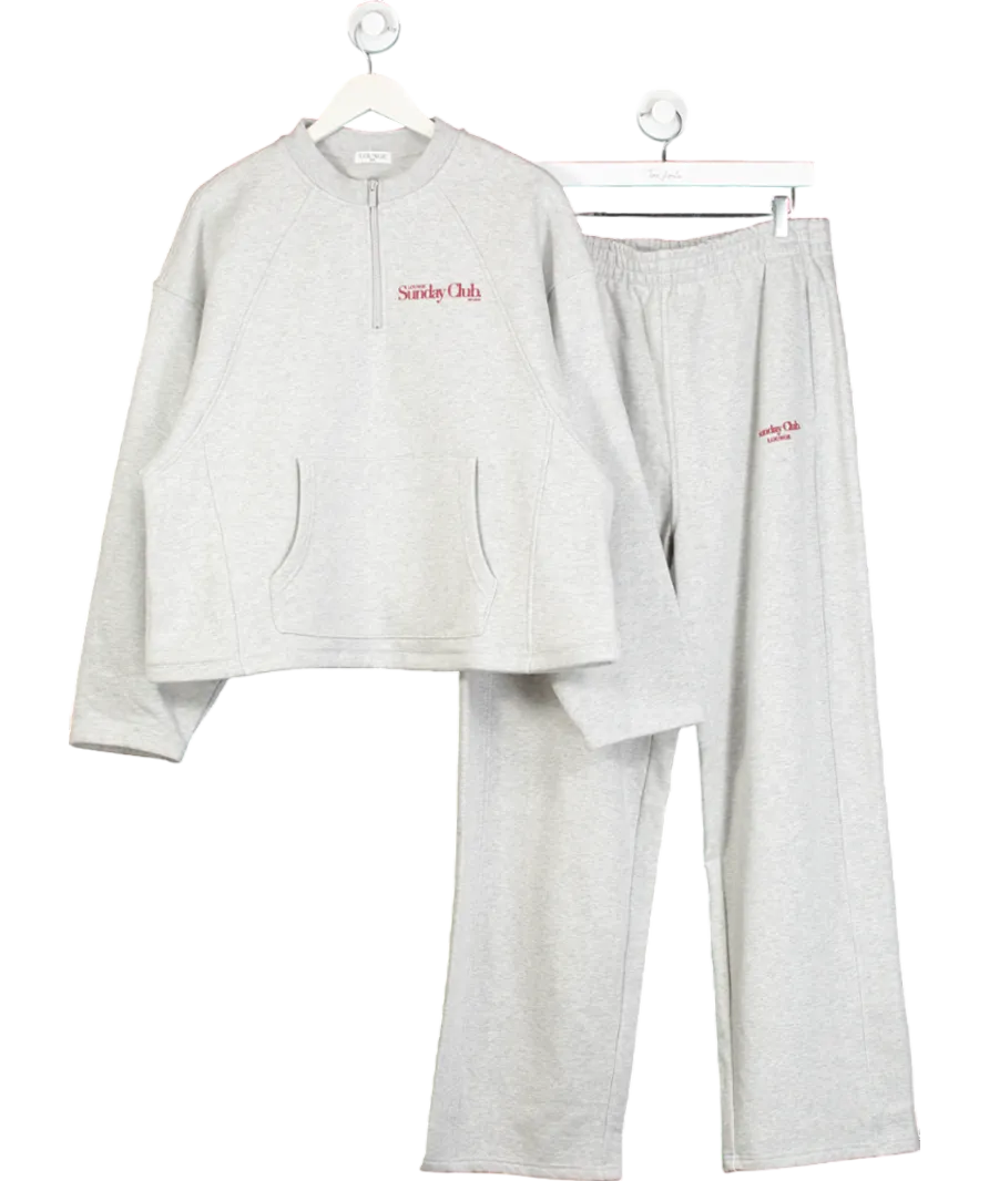 Lounge Underwear Grey Sunday Clubquarter Zip Jumper And Straight Leg Joggers UK XXL
