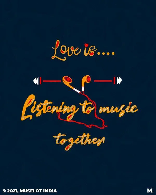 Love is listening music together printed t shirts