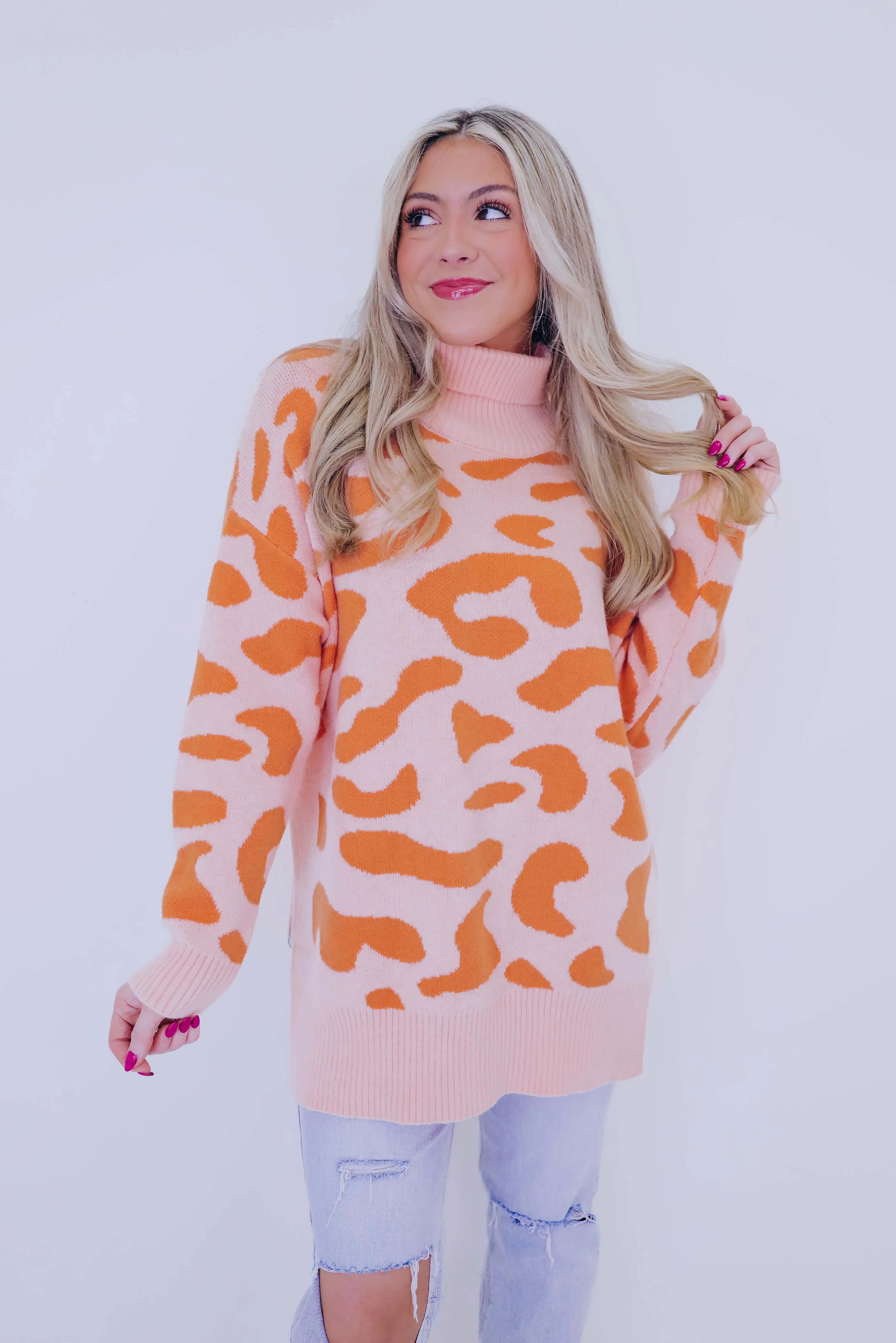 Luka Leopard Print Mock Neck Sweater