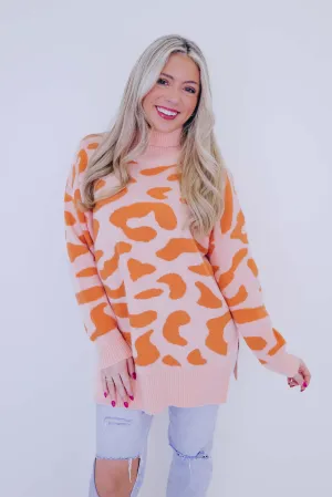 Luka Leopard Print Mock Neck Sweater