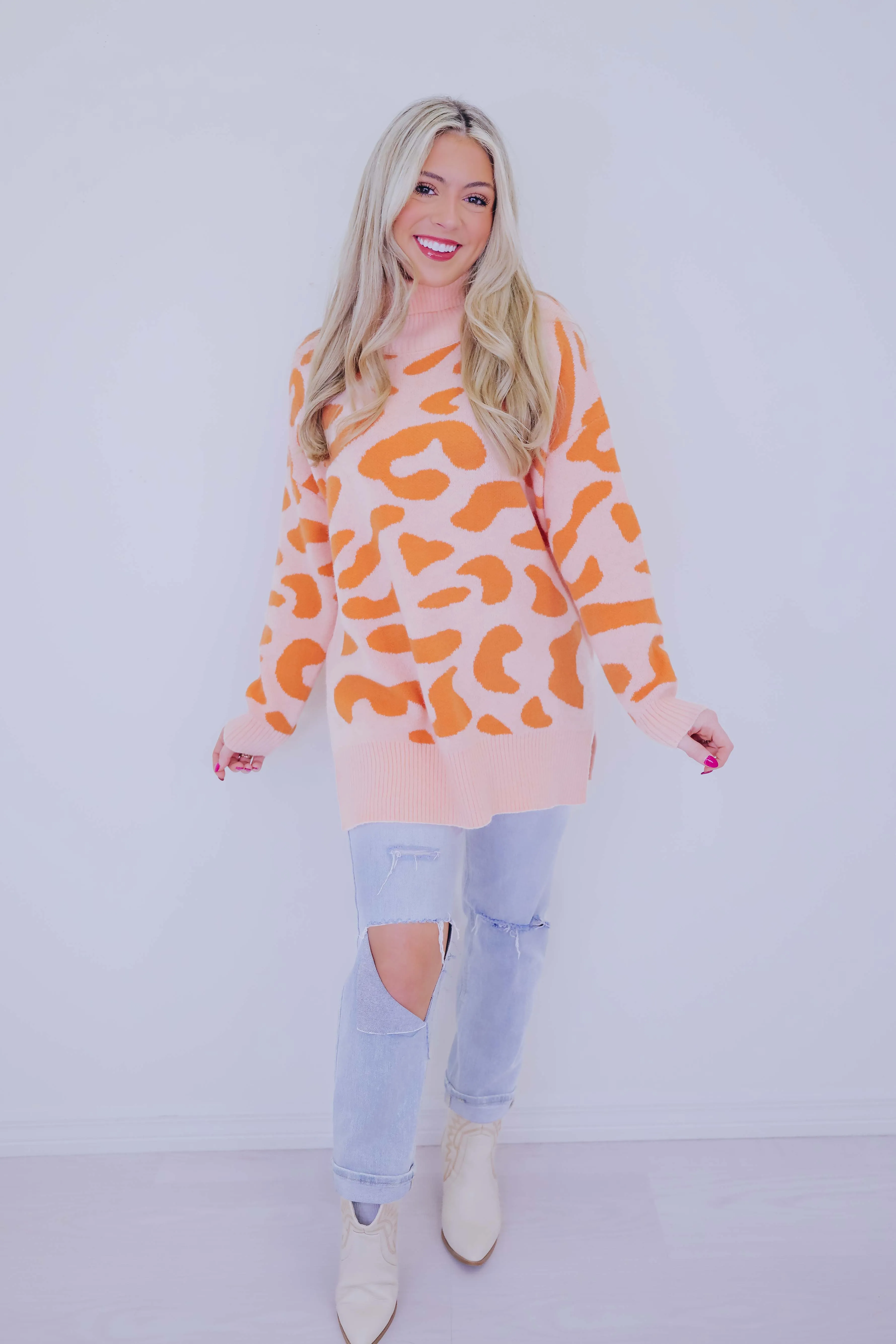 Luka Leopard Print Mock Neck Sweater