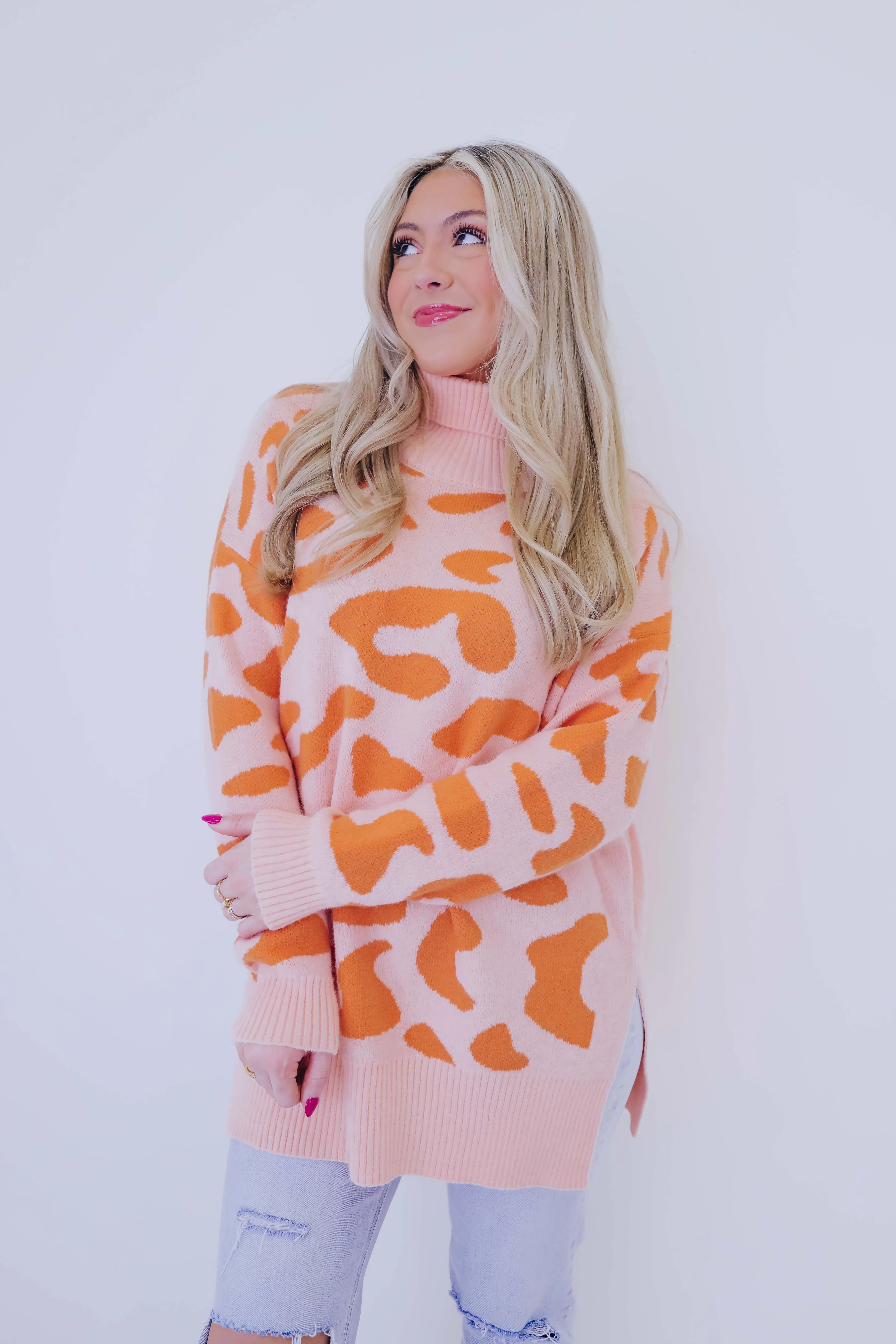 Luka Leopard Print Mock Neck Sweater