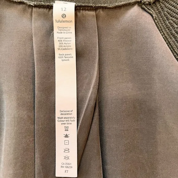 Lululemon still at ease Cashmere wrap jacket. Size 12