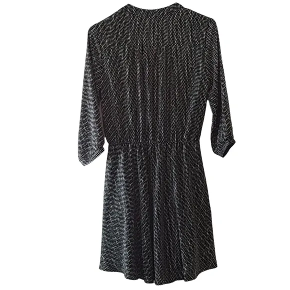 Lush Nordstrom Dot Print Wrap Style Lined Dress black white pre-owned Small