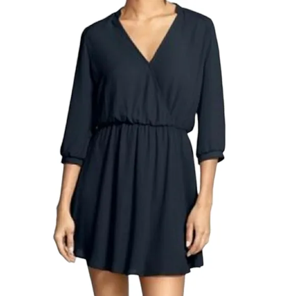 Lush Nordstrom Dot Print Wrap Style Lined Dress black white pre-owned Small