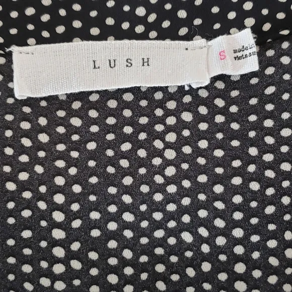 Lush Nordstrom Dot Print Wrap Style Lined Dress black white pre-owned Small