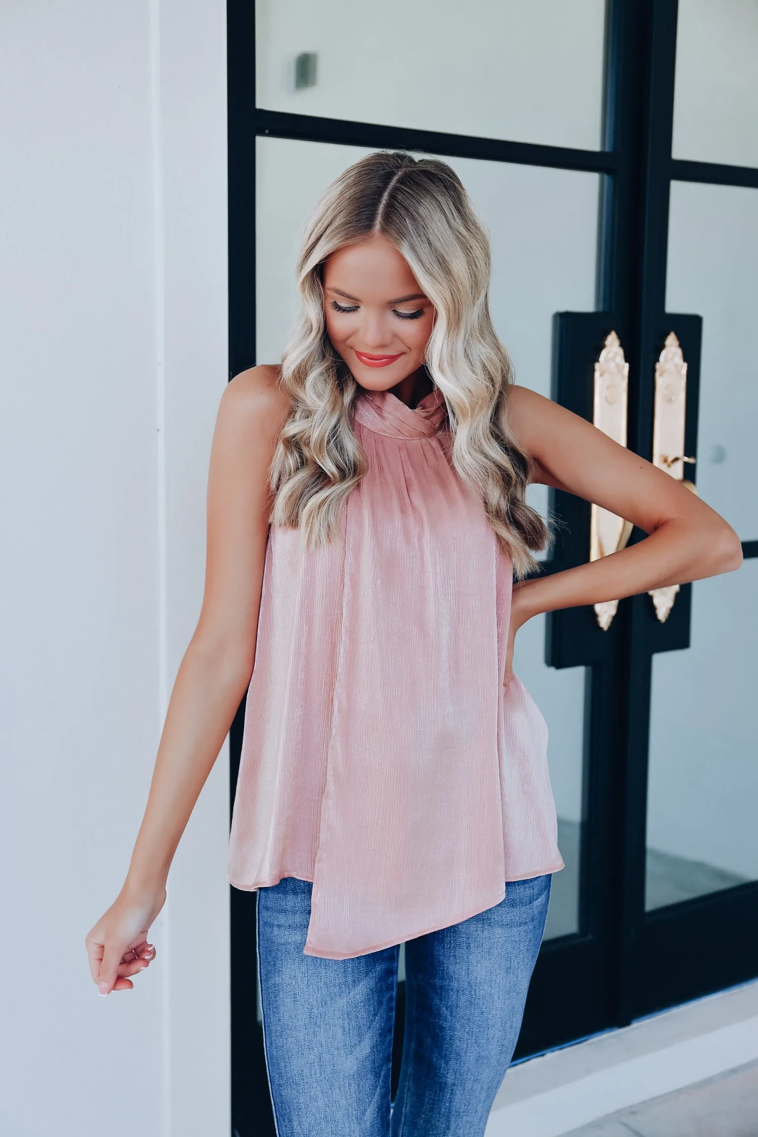 Maggie Mock Neck Chiffon Blouse